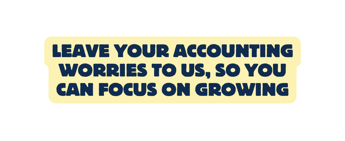 Leave your accounting worries to us so you can focus on growing
